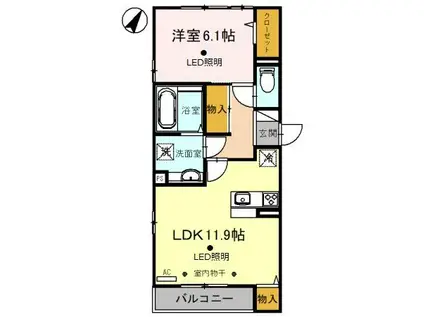 ピエールリジエールA(1LDK/3階)の間取り写真