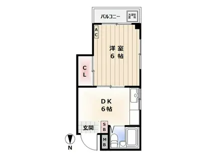 メゾン成田(1DK/2階)の間取り写真