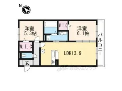 CASA RAFFINE 青地(2LDK/2階)の間取り写真