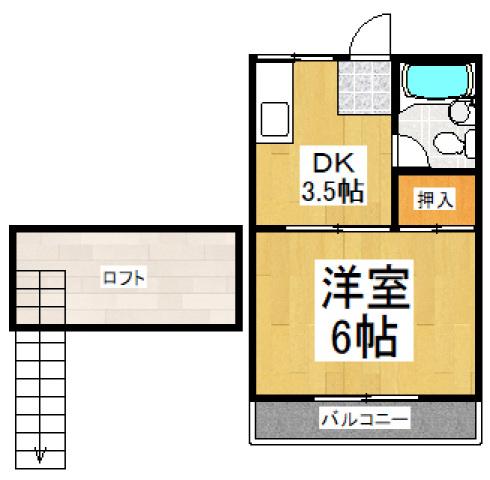 東村山YKハイツ(1K/2階)の間取り写真