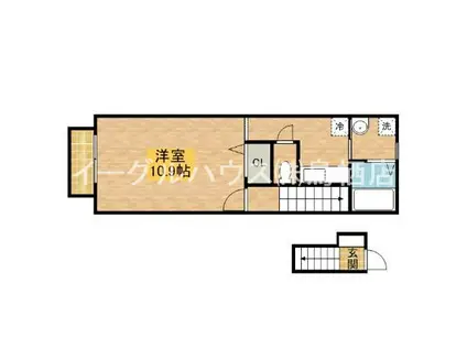 ルミエール鳥栖(1K/2階)の間取り写真