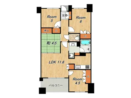 サーパスシティ御池西大路通(4LDK/4階)の間取り写真
