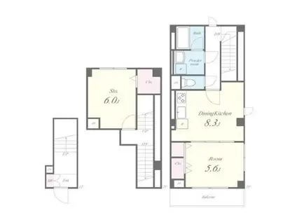 HONU OHAMA ホヌオハマ(2DK/2階)の間取り写真