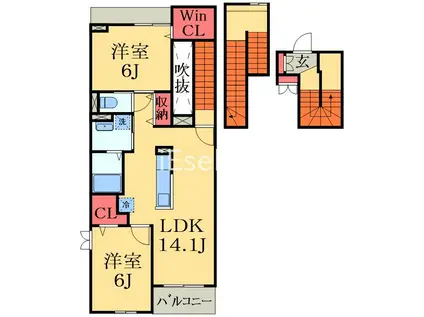 フォルテシモ(2LDK/3階)の間取り写真