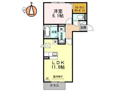 ホワイトバードIIA(1LDK/1階)の間取り写真