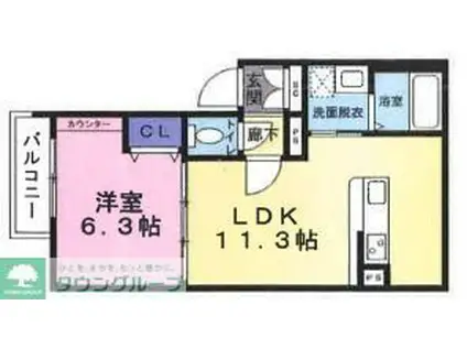 ポルト・ボヌール(1LDK/2階)の間取り写真