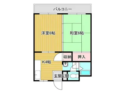 第2メゾン小松原(2K/4階)の間取り写真