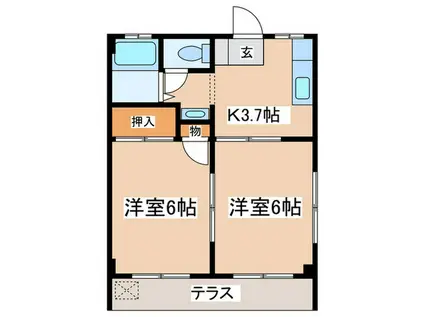 フジハイム(2K/1階)の間取り写真