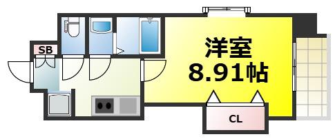 LUXE難波西II(1K/10階)の間取り写真