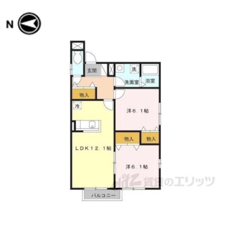 カメリア(2LDK/2階)の間取り写真