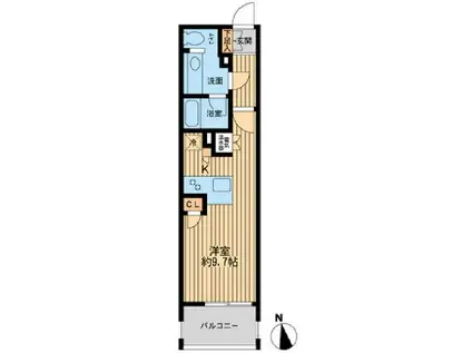 ニューシティーアパートメンツ芝公園(ワンルーム/2階)の間取り写真