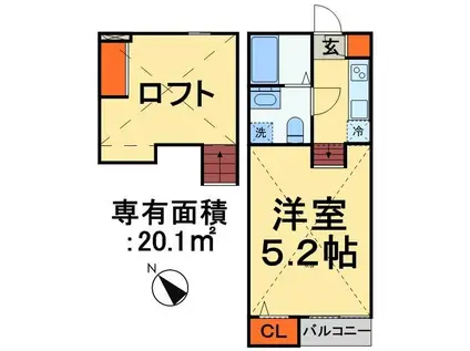 クオーレ双葉町(1K/1階)の間取り写真