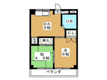 サンライズ鈴忠(2DK/4階)の間取り写真