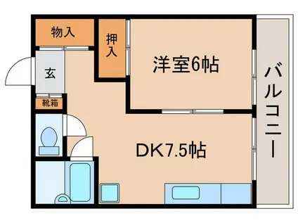 本宮ハイツ(1DK/4階)の間取り写真