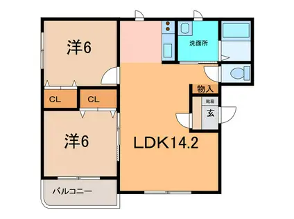 いえすII(2LDK/1階)の間取り写真