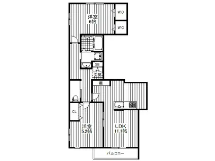 ブルーステラデュエ(1K/2階)の間取り写真