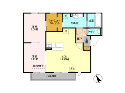 ヴィレッジ グリニッジIII(2LDK/2階)の間取り写真