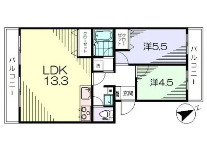 ニックハイム尾山台(2LDK/3階)の間取り写真