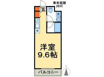 フェリスMK(ワンルーム/1階)の間取り写真