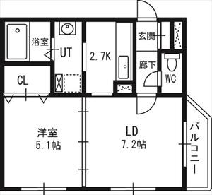 シャトーアンジュラス(1LDK/3階)の間取り写真