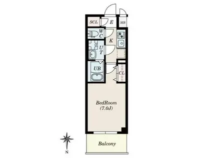 S―RESIDENCE名駅ノースII(1K/7階)の間取り写真