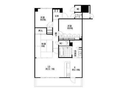 サーパス扇町(3LDK/8階)の間取り写真