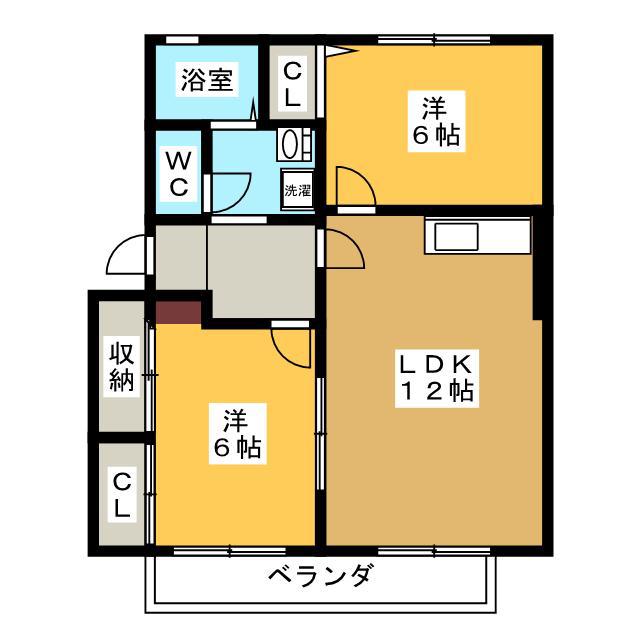 サニーコーポ千華 (2LDK/2階)の間取り写真