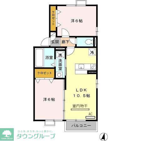 サニーハウスC(2LDK/2階)の間取り写真