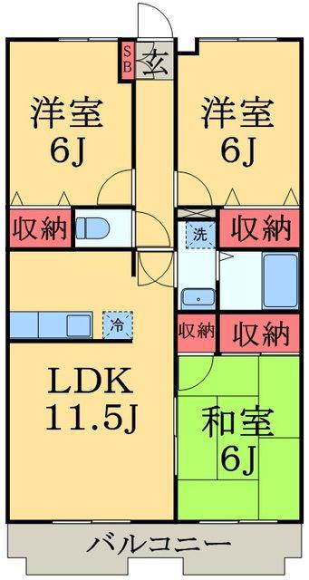 ラフィネ西都賀(3LDK/4階)の間取り写真