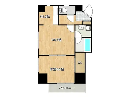 麻布尾又ビル(1DK/4階)の間取り写真