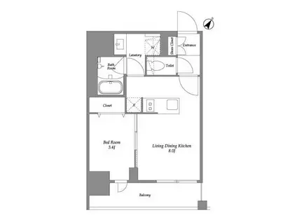 オープンブルーム伊勢佐木町(1LDK/4階)の間取り写真