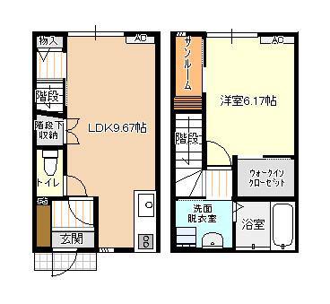 ビオラ古定塚A棟(1LDK/1階)の間取り写真