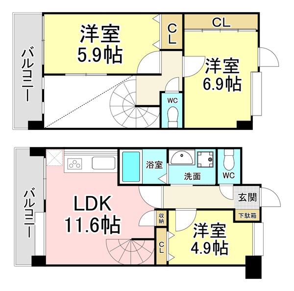 J-スクエア(3LDK/11階)の間取り写真