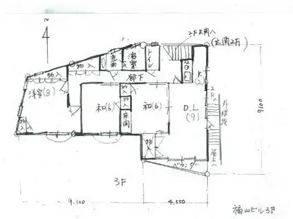福山ビル(3LDK/3階)の間取り写真