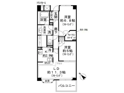 パークハウス三軒茶屋(2LDK/3階)の間取り写真