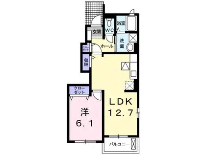 ファミリータイズII(1LDK/1階)の間取り写真