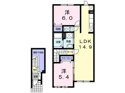 オビイーズ(2LDK/2階)の間取り写真