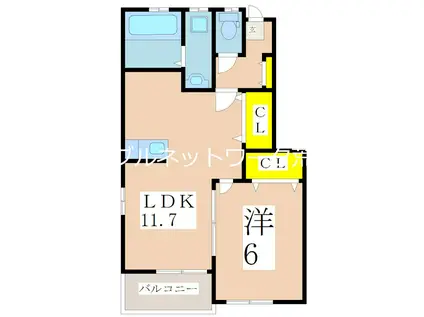 ルピナスコート(1LDK/1階)の間取り写真