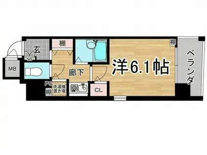 プレサンス内本町(1K/8階)の間取り写真