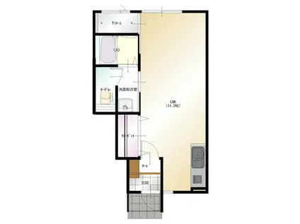 D-BOX直江II(ワンルーム/1階)の間取り写真