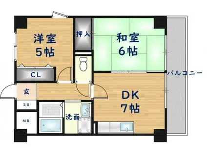 ア・ラ・モード今里(2DK/4階)の間取り写真