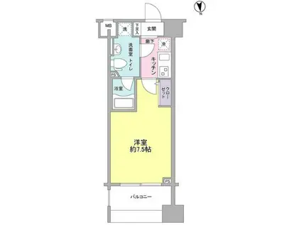 メインステージ白金高輪駅前(1K/4階)の間取り写真