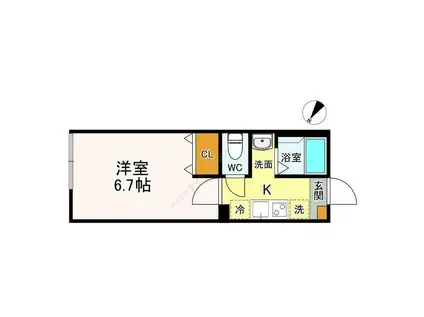 フォースダウン(1K/1階)の間取り写真