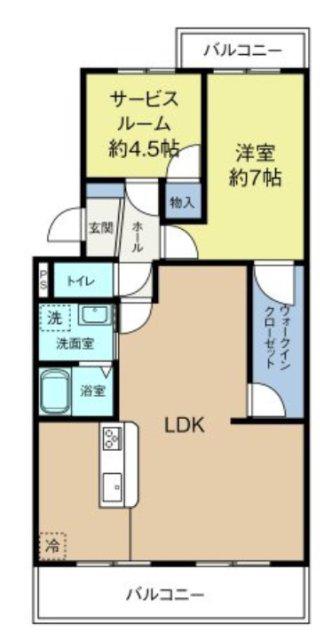 フローラ蜆塚II(2LDK/1階)の間取り写真