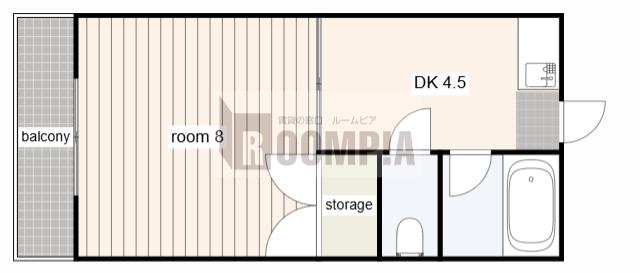 辻マンション(1DK/2階)の間取り写真