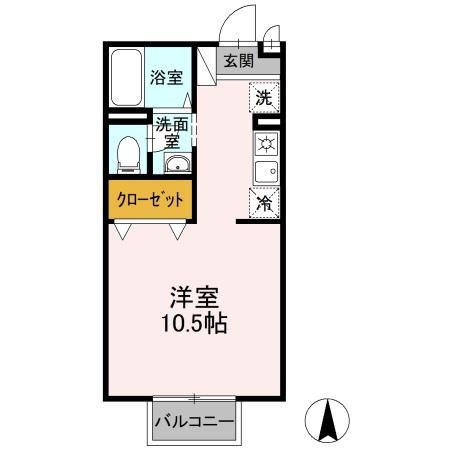 リッツハウス三番館(ワンルーム/2階)の間取り写真