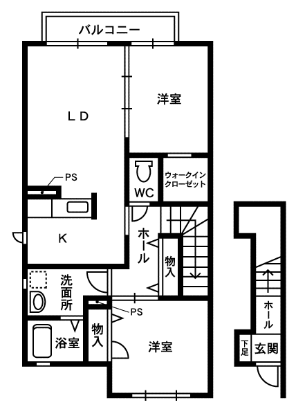 プレステージ山手(2LDK/2階)の間取り写真