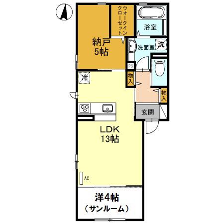 バオムヴォレ(1SLDK/2階)の間取り写真
