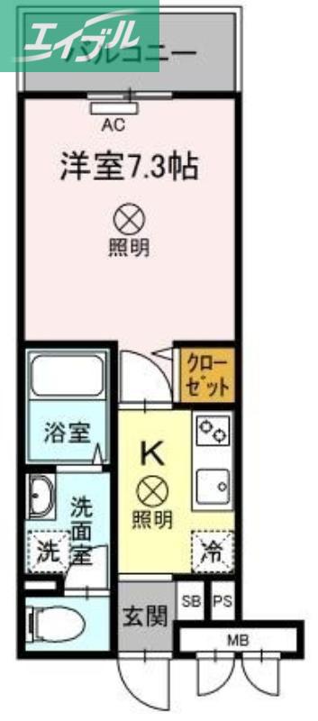 グレイス厚生町(1K/2階)の間取り写真