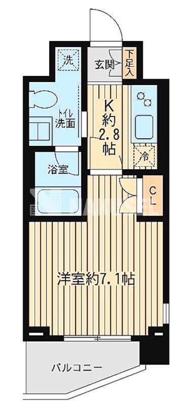 ウィルテラス奥沢(1K/4階)の間取り写真